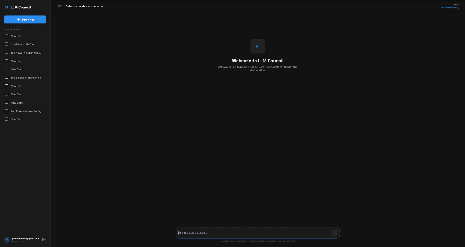 LLM Counsel result and ranking panel